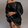Off Shoulder Knitted Sweater Dress Autumn Winter Loose Long Sleeve