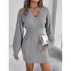 Ribbed Long Sleeve Cut-Out Mini Dress