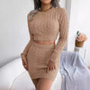 Twisted Knit Crop Sweater & Fitted Skirt Set | Soft Ribbed Two-Piece Outfit