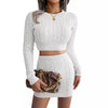 Twisted Knit Crop Sweater & Fitted Skirt Set | Soft Ribbed Two-Piece Outfit
