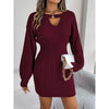 Ribbed Long Sleeve Cut-Out Mini Dress