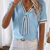 V-Neck Ribbon Knit Top