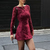 Wine Red Knitted Mini Dress