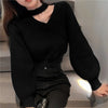 Puff Sleeve Hollow Knit Sweater