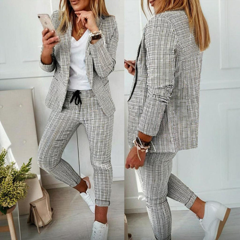 Plaid Two-Piece Suit Set