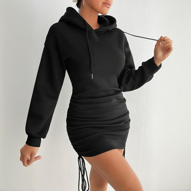 Drawstring Bodycon Hoodie Mini Dress