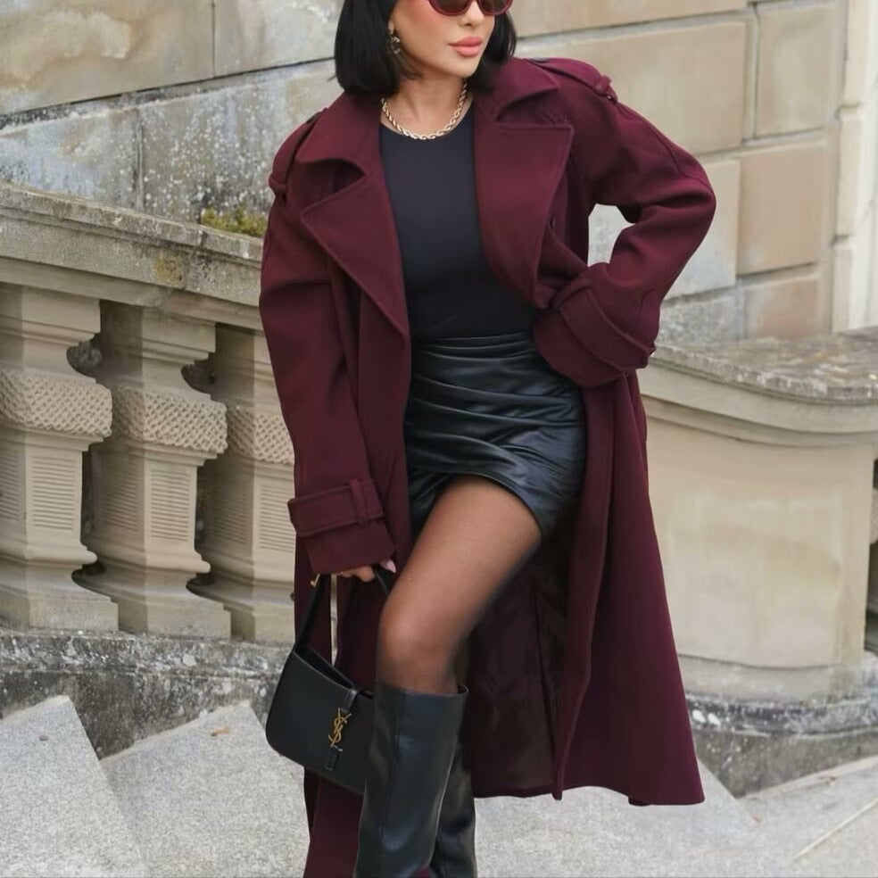 Woolen Belted Trench Coat