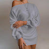 Off Shoulder Knitted Sweater Dress Autumn  Winter Loose Long Sleeve