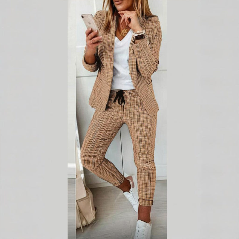 Plaid Two-Piece Suit Set