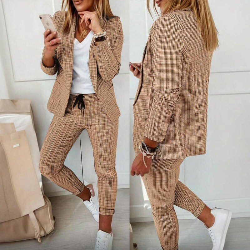 Plaid Two-Piece Suit Set
