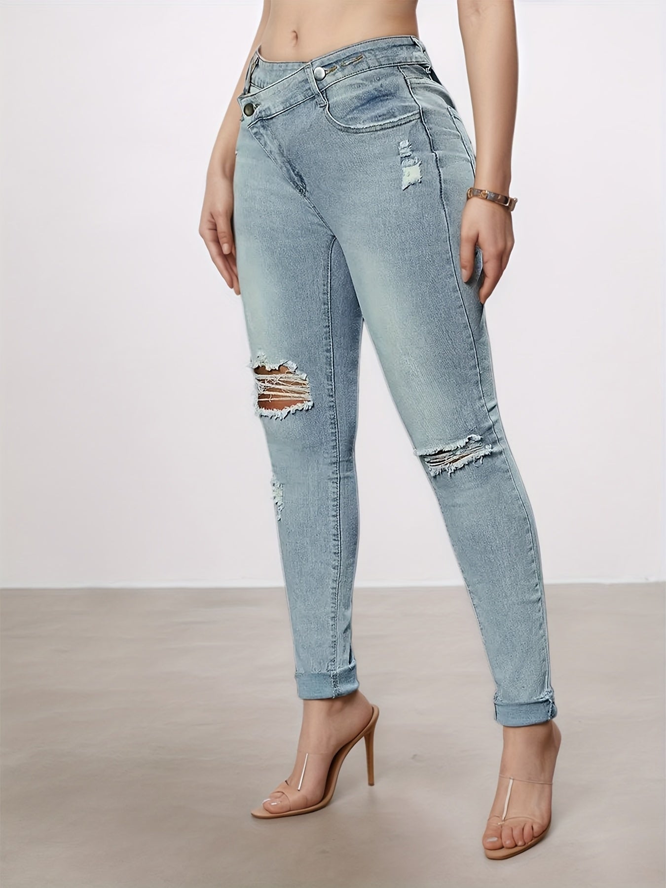Slim Fit Washed Denim Jeans with Belt