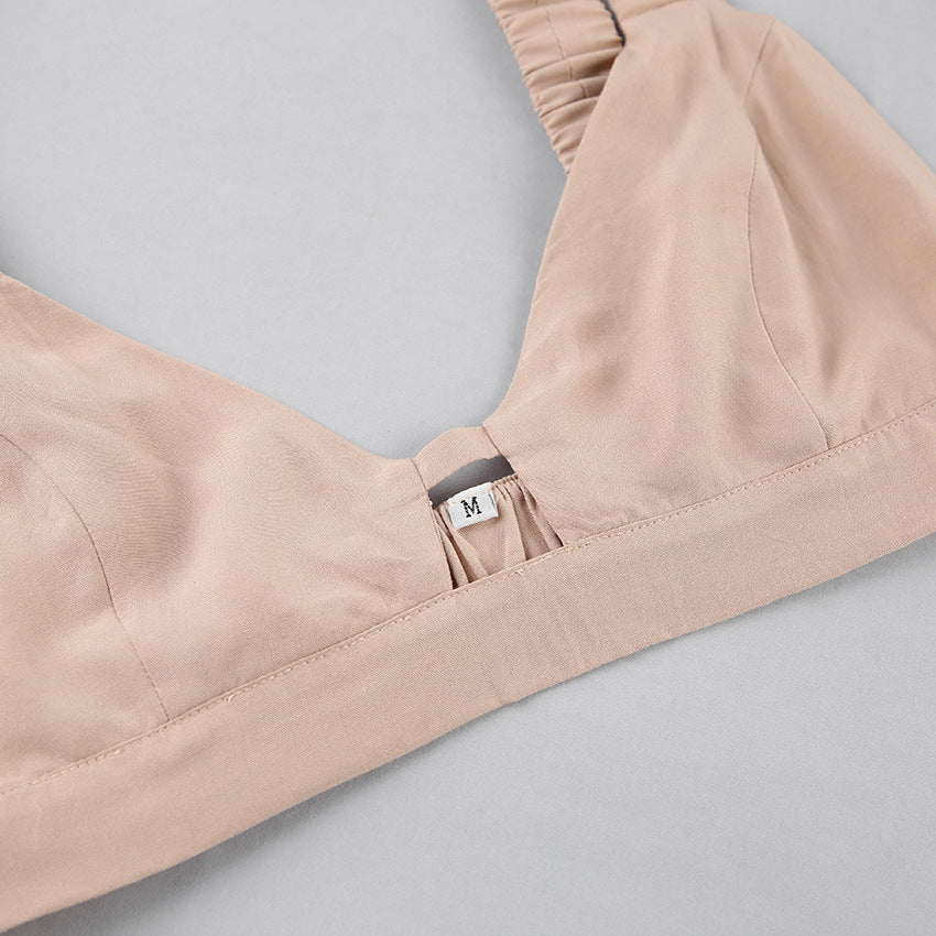 Hollow-out Cotton Silk Bra Nightgown Comfortable Shorts Home Wear