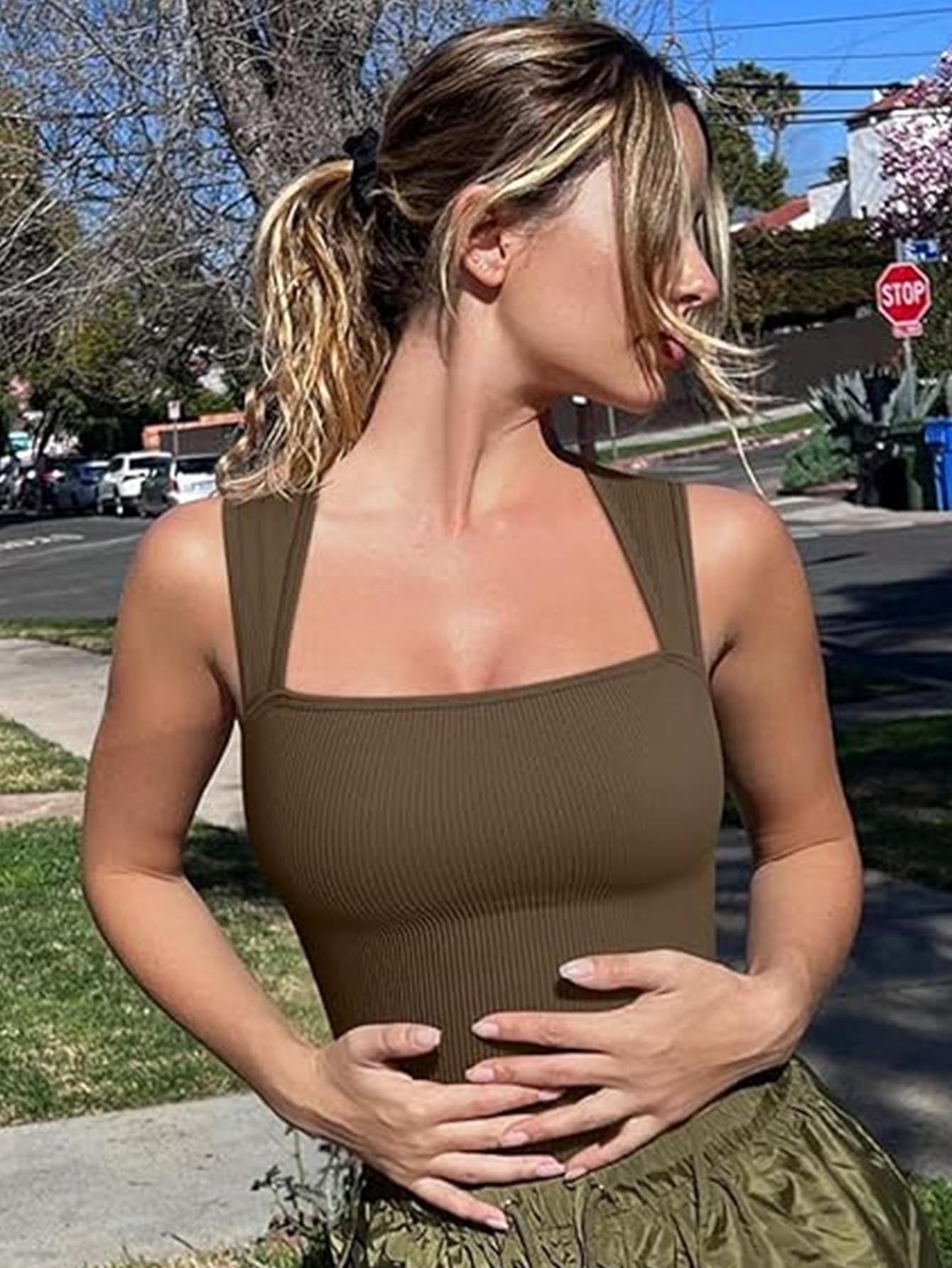 Square Neck Sleeveless Yoga Bodysuit