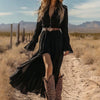 Vintage Western V-Neck A-Line Dress