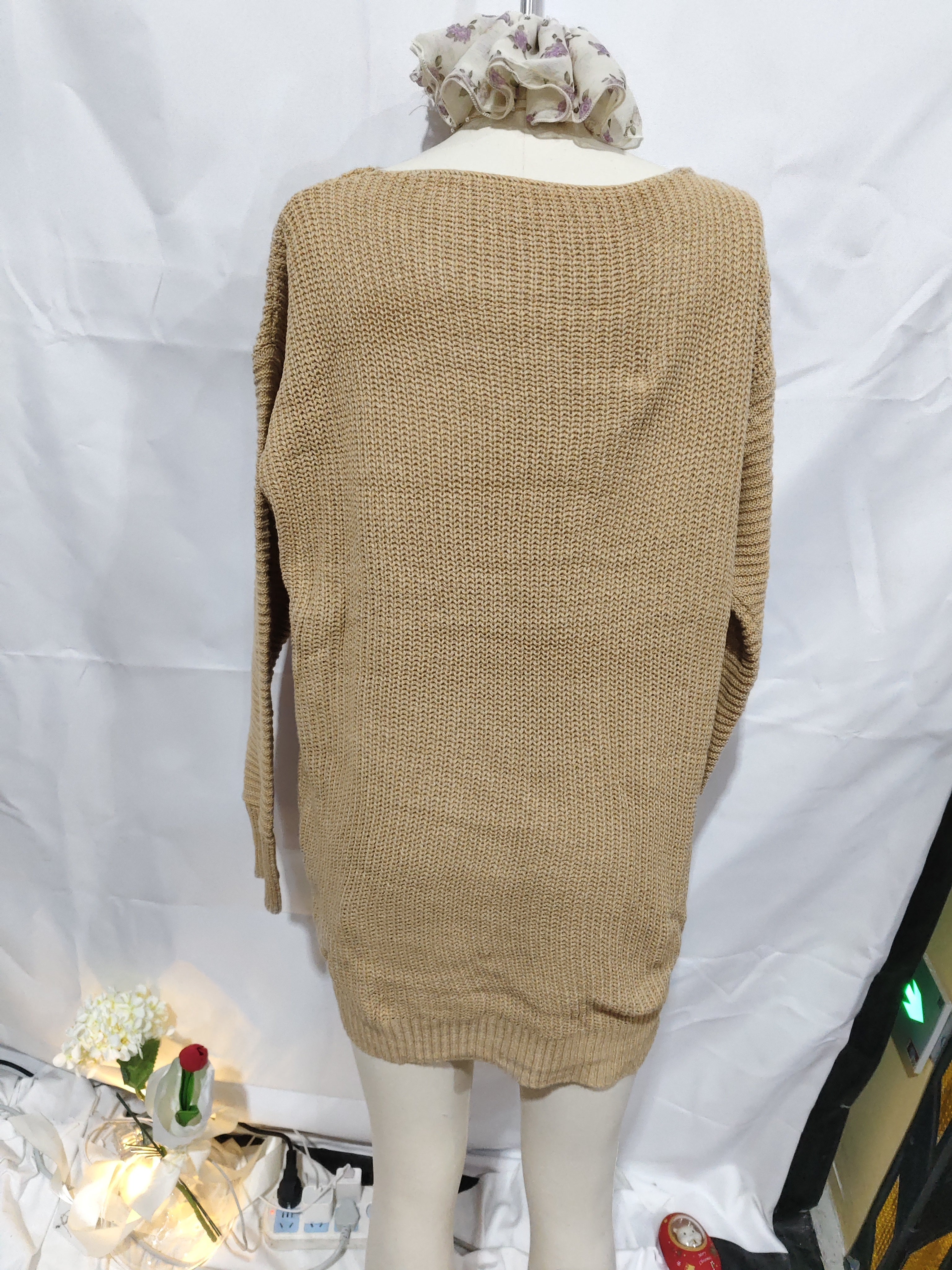 Off Shoulder Knitted Sweater Dress Autumn  Winter Loose Long Sleeve