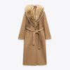 Fur Collar Long Woolen Coat Women