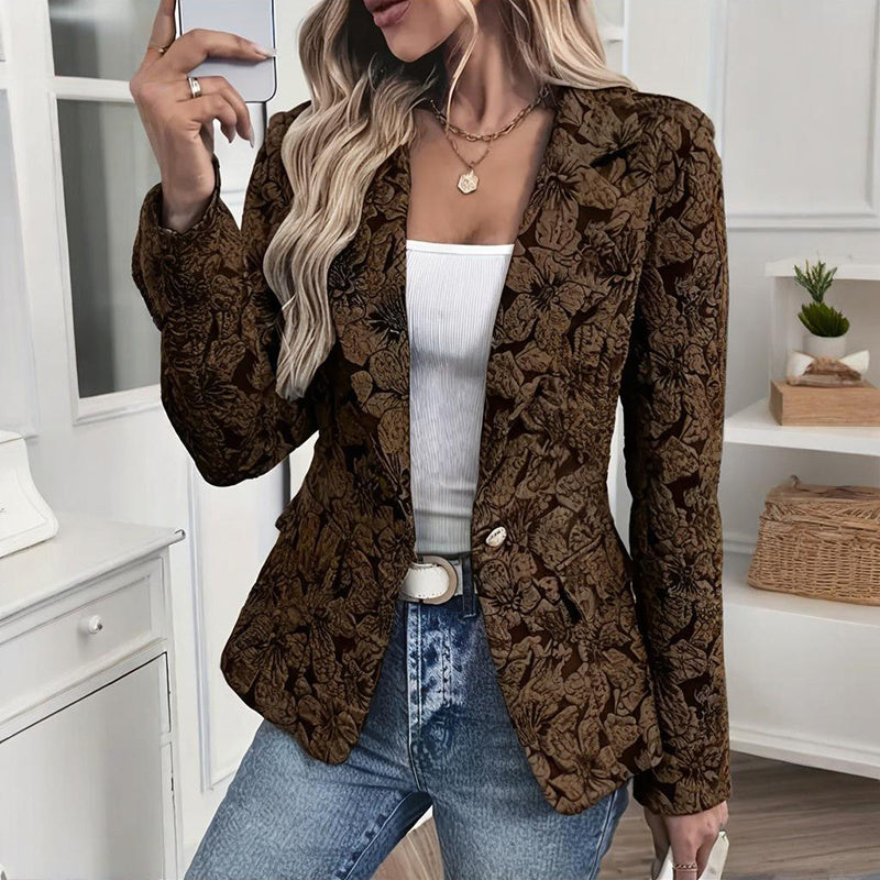 Floral Single Button Blazer Jacket
