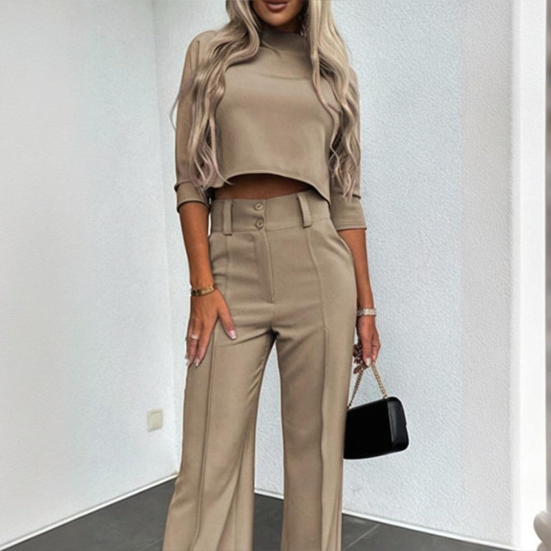 Half Sleeve Top & Straight Leg Pants Set