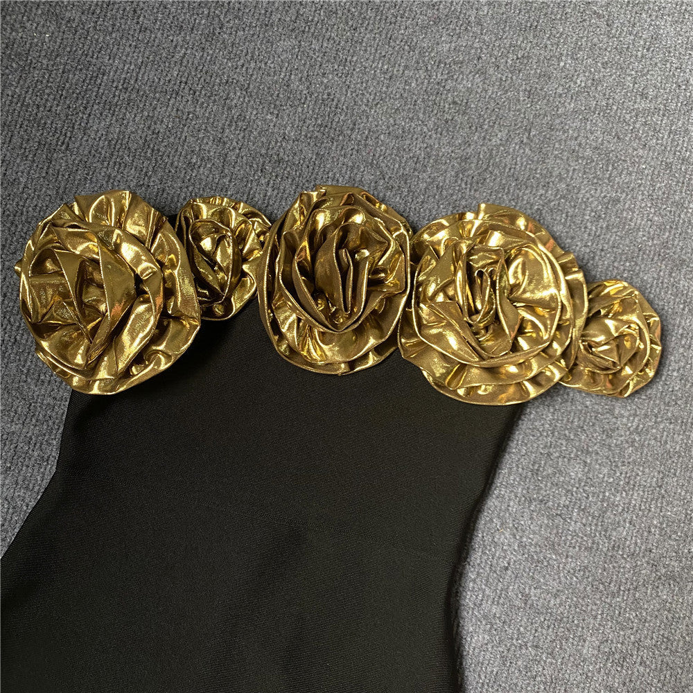 Lustrous Gold Blossom Dress