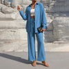 Lapel Button-Up Pants Set