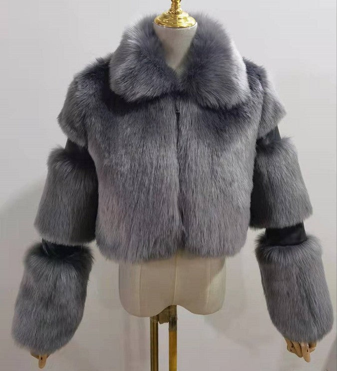 Faux Fur Lapel Coat