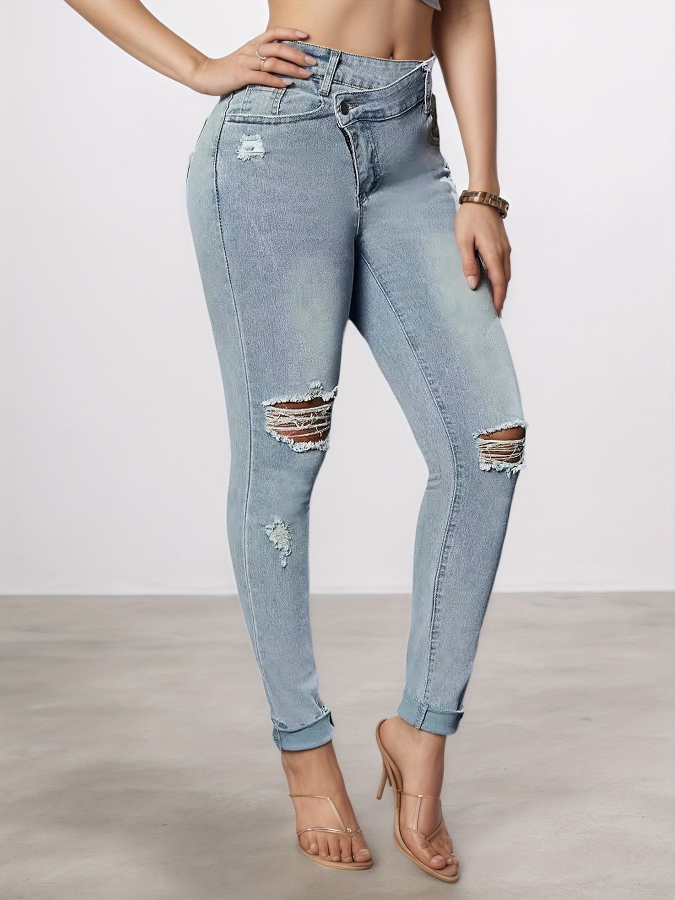 Slim Fit Washed Denim Jeans with Belt