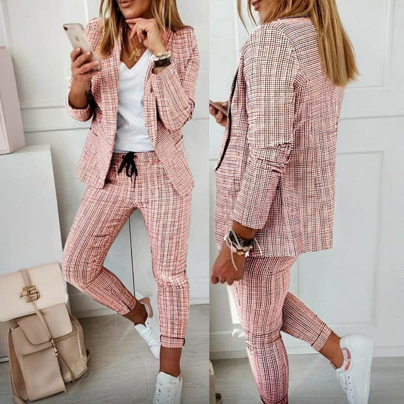 Plaid Two-Piece Suit Set
