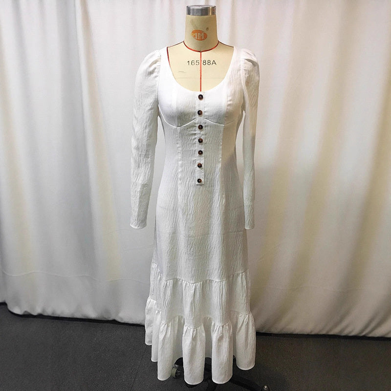 Vintage Western Ruffle Lace Maxi Dress