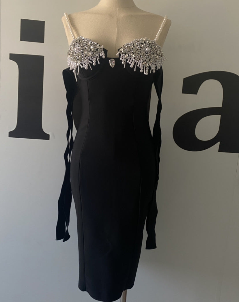Pearl And Diamond Chest Cup Bandage Dress