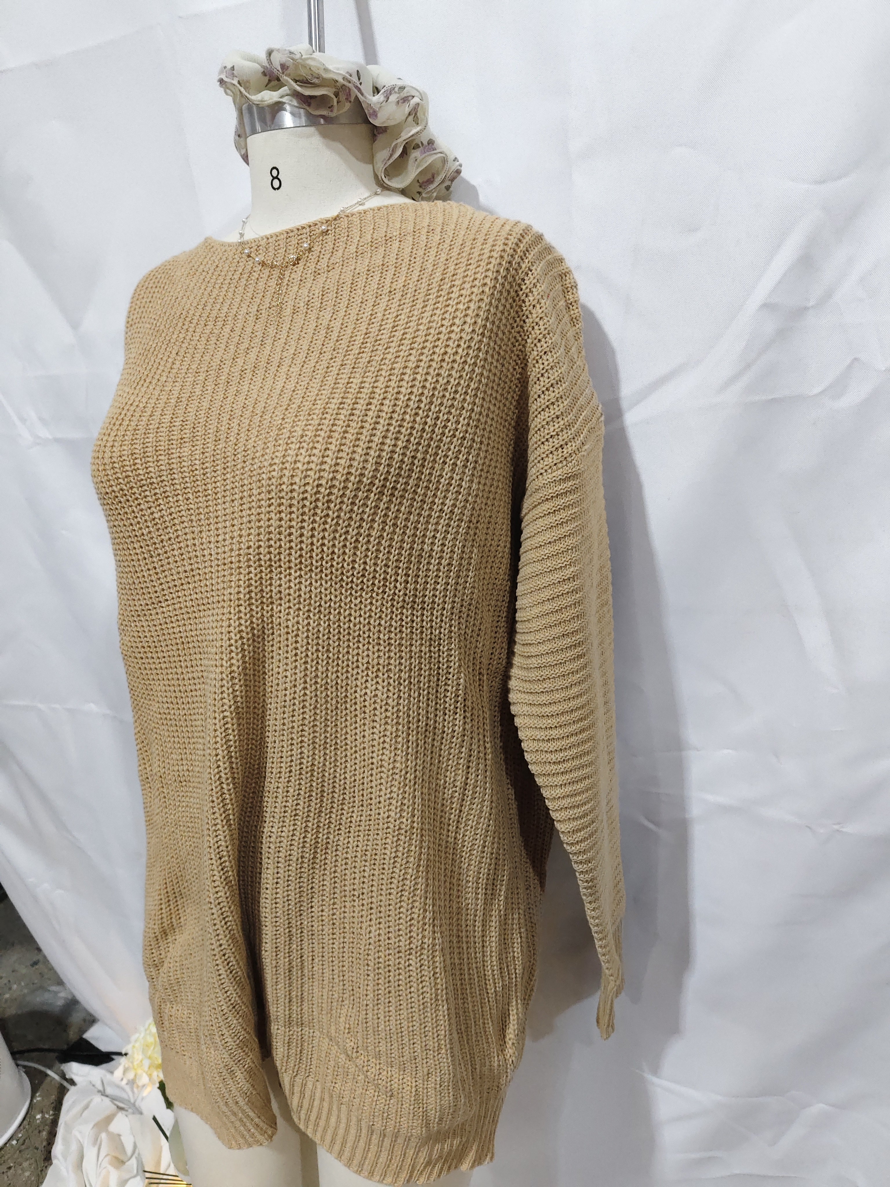 Off Shoulder Knitted Sweater Dress Autumn  Winter Loose Long Sleeve