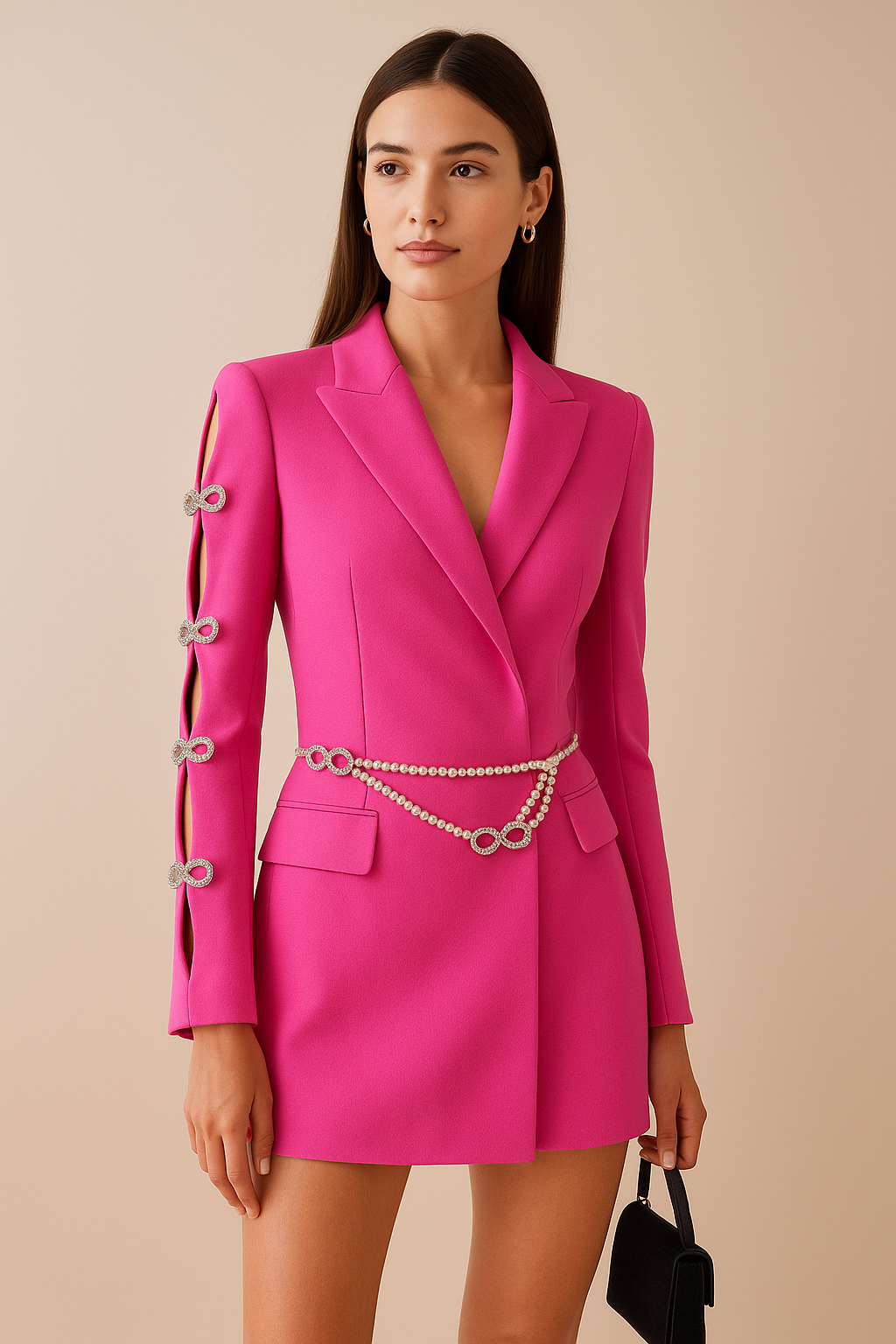 Blush Crystal Crest Blazer Dress