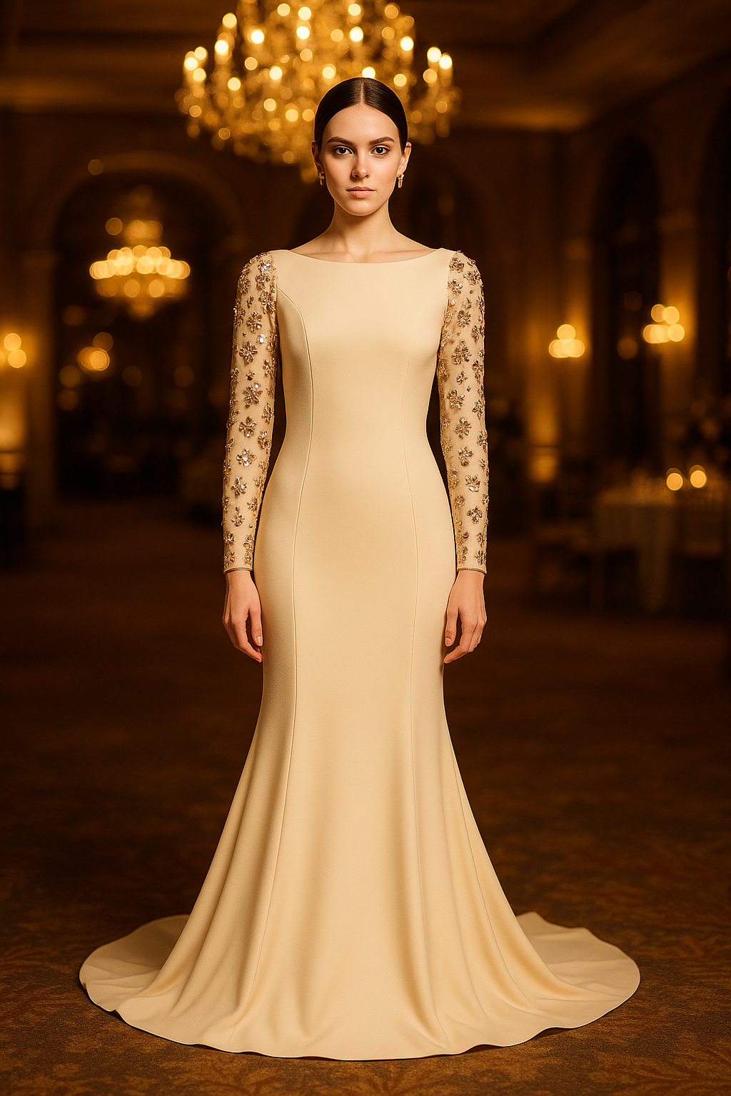 Night Heron Mesh Elegance Gown