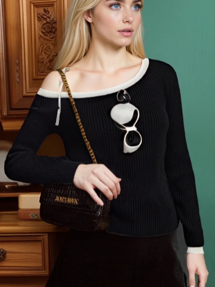 Off-Shoulder Knit Sweater