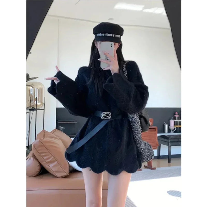 Off-Shoulder Knit Sweater Dress