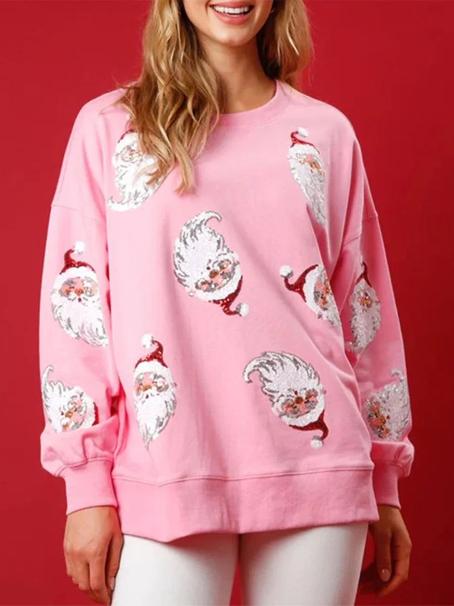 Santa Claus Sequin Crewneck Sweatshirt