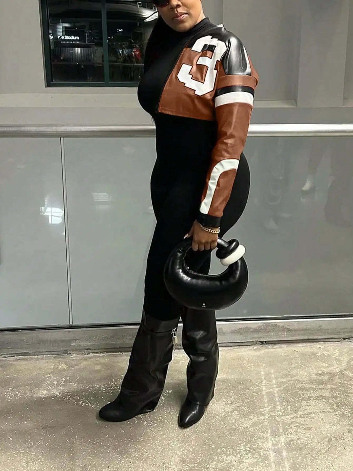 Red Faux Leather Bomber Jacket