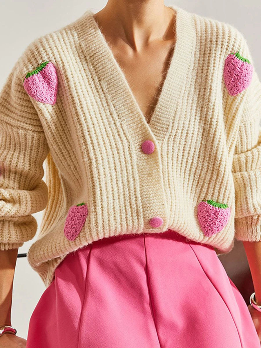 Soft Pink Cable Knit Cardigan
