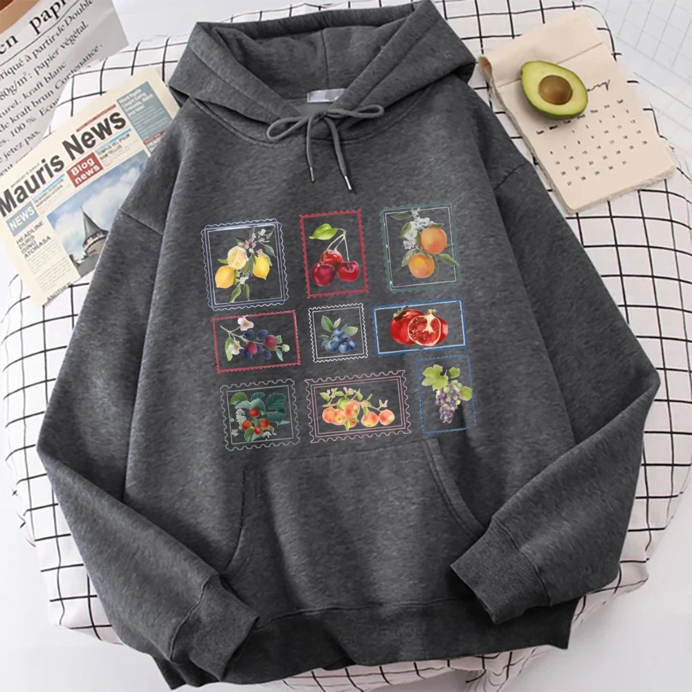 Vintage Fruit Print Hoodie