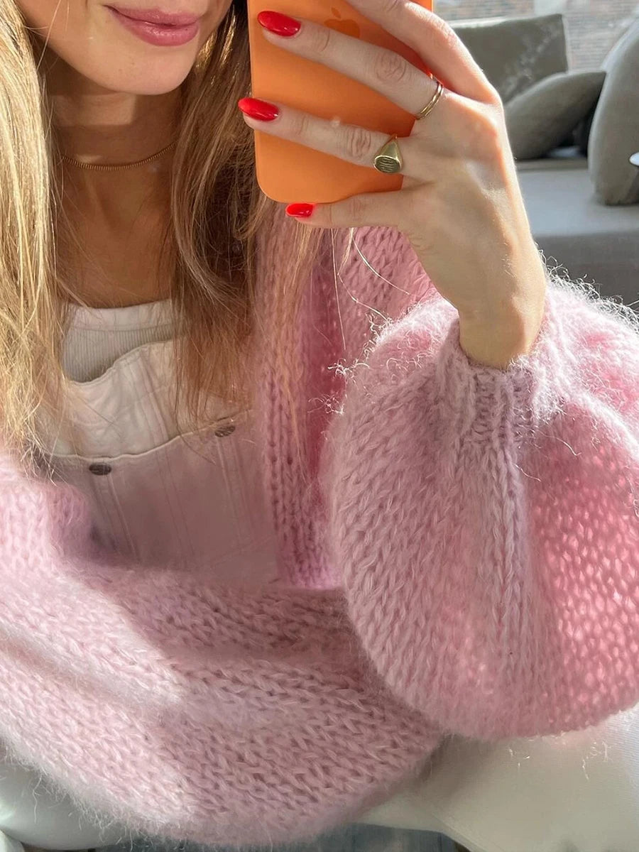 Faux Fur Trim Knit Cardigan