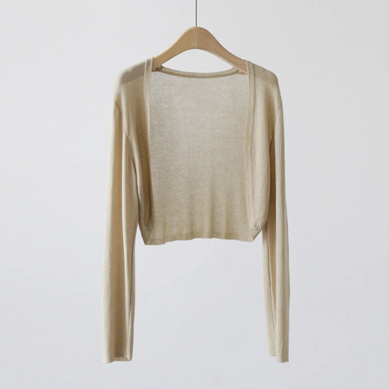 Short Ice Silk Knitted Sun Protection Cardigan