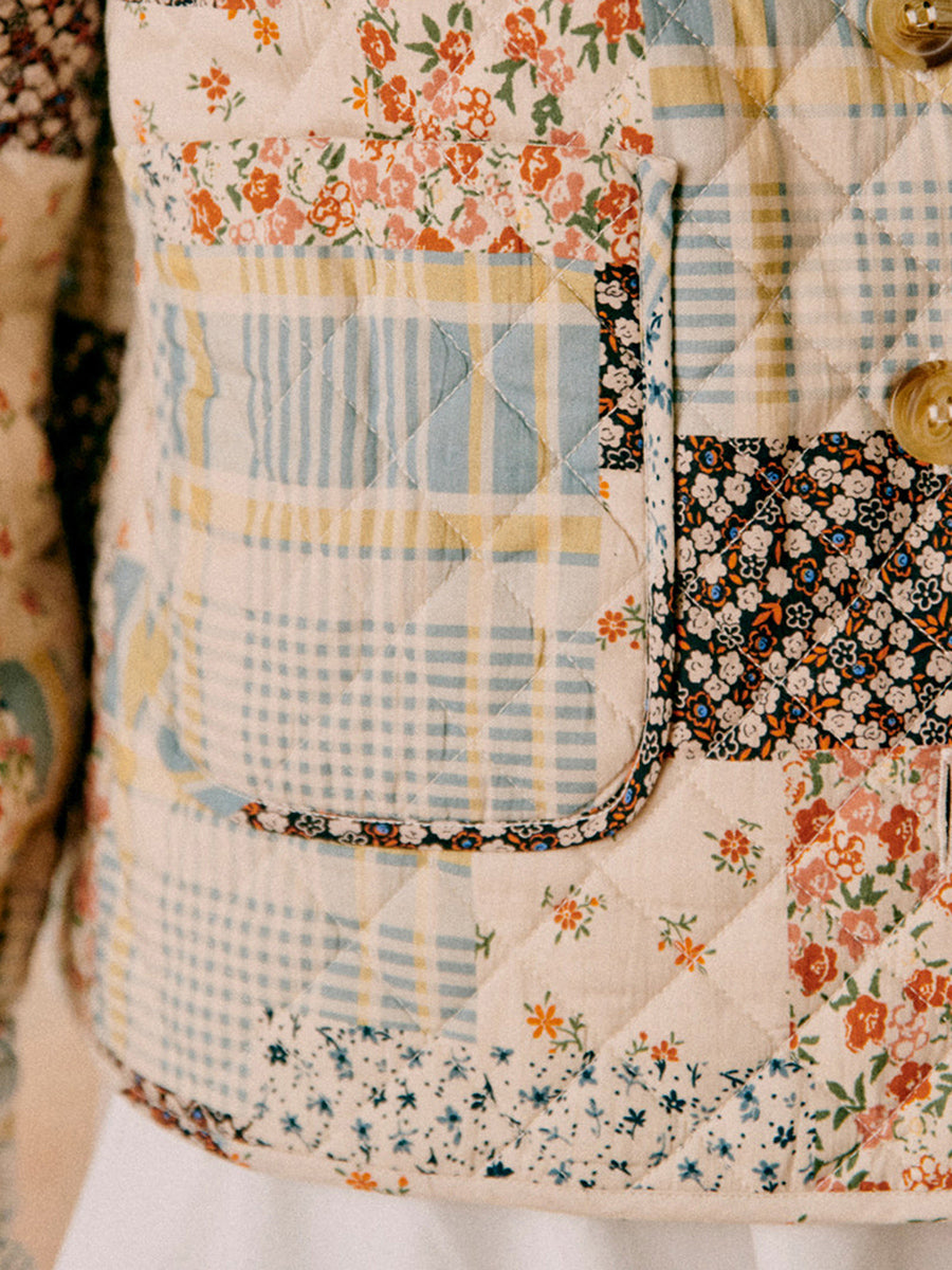Floral Quilted Button Jacket