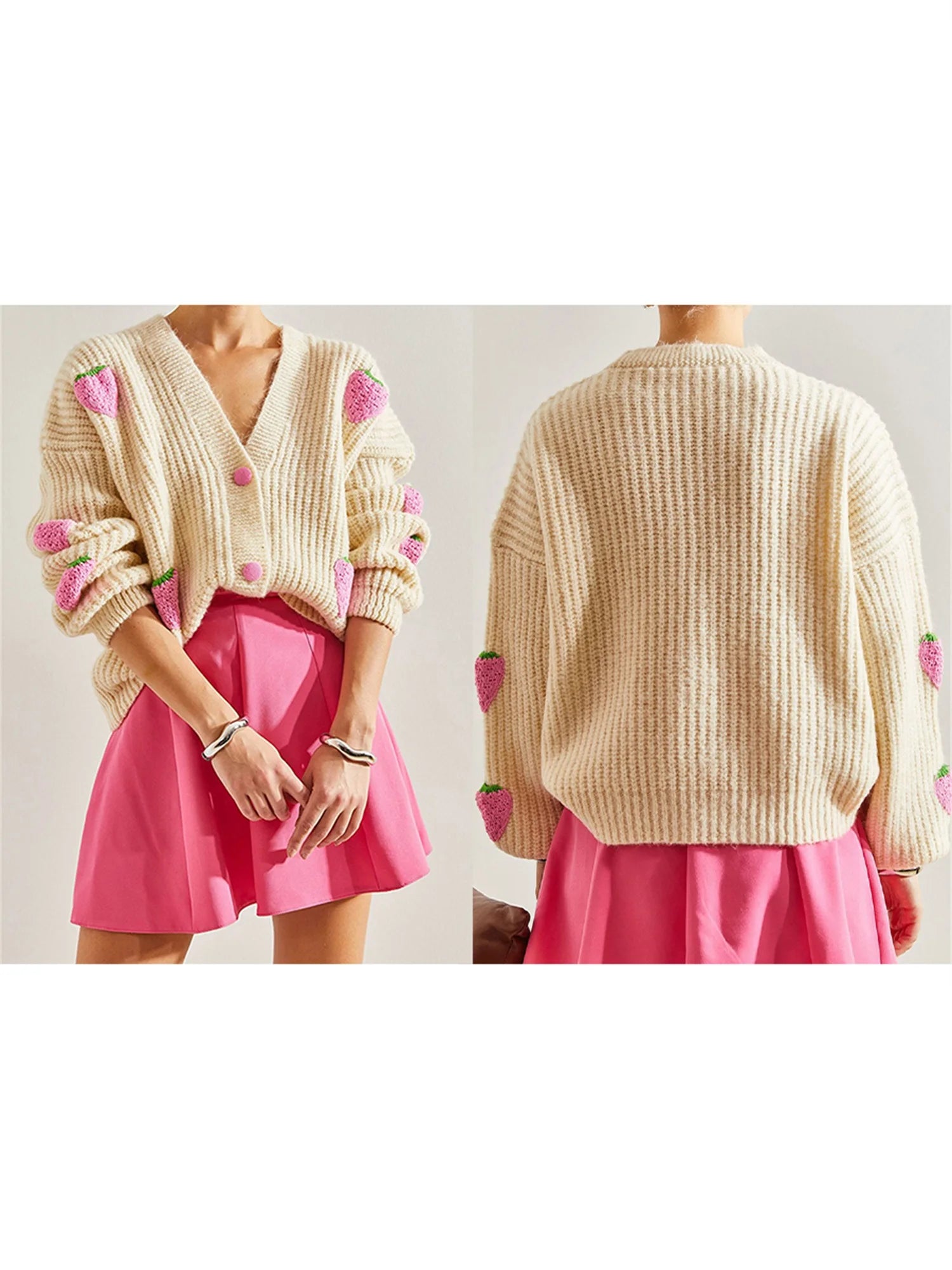 Soft Pink Cable Knit Cardigan