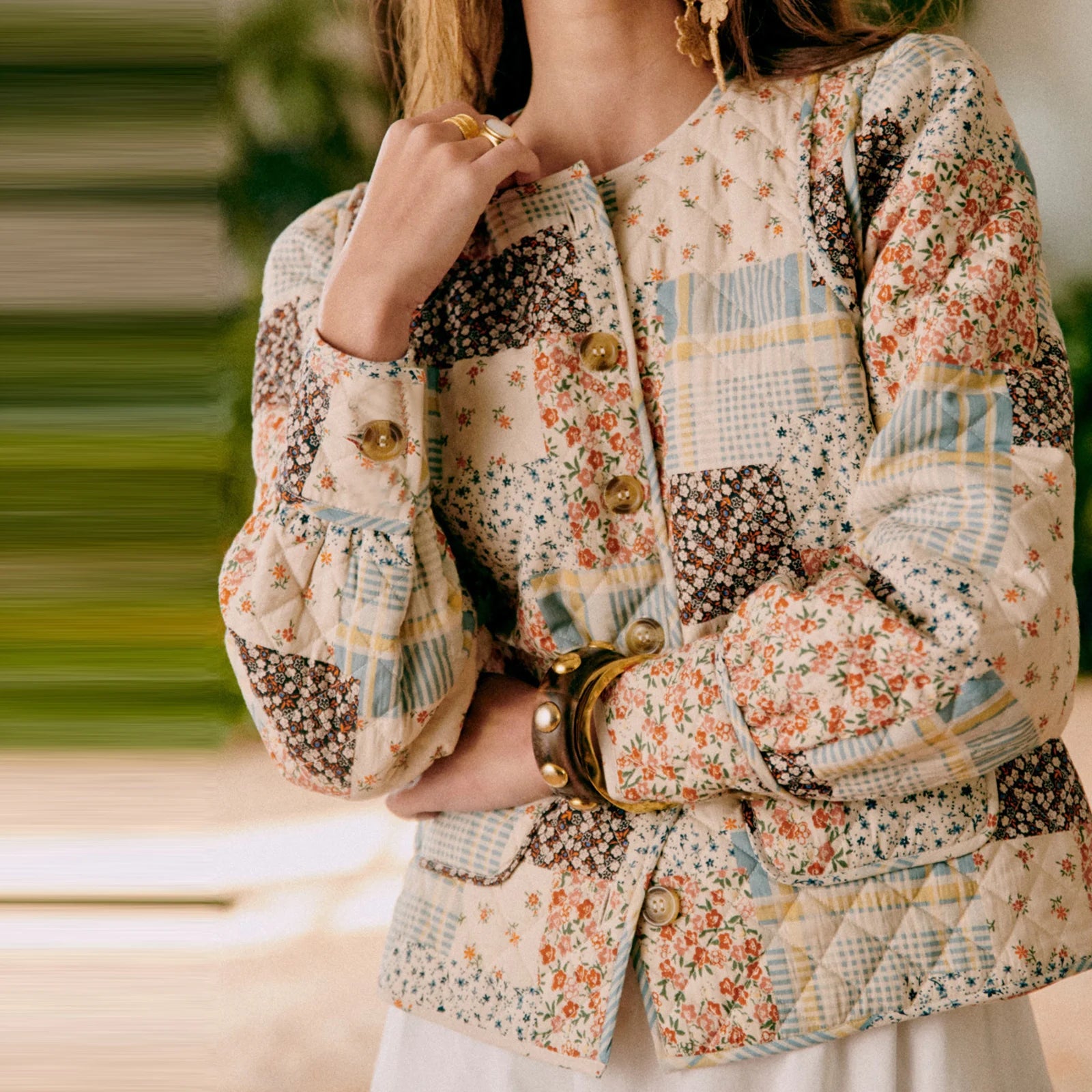 Floral Quilted Button Jacket