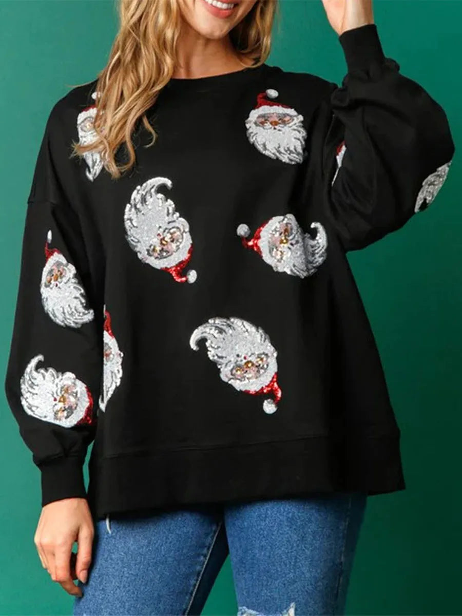 Santa Claus Sequin Crewneck Sweatshirt