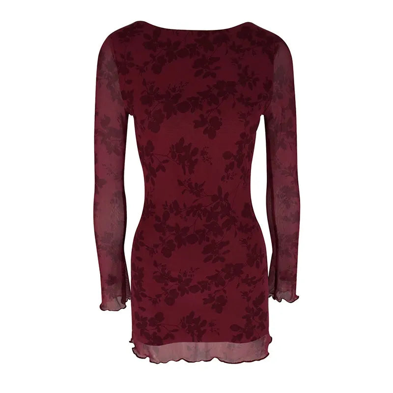 Wine Red Knitted Mini Dress