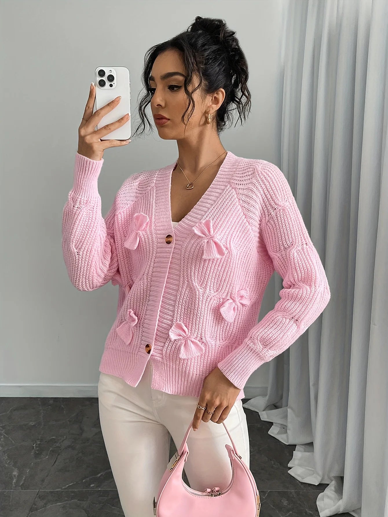 Bow Detail Knit Cardigan