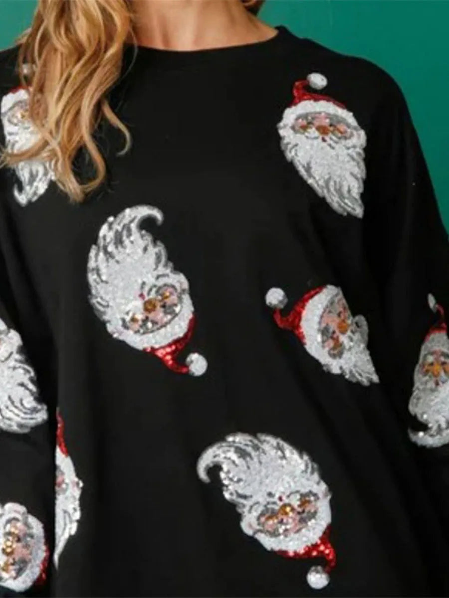 Santa Claus Sequin Crewneck Sweatshirt