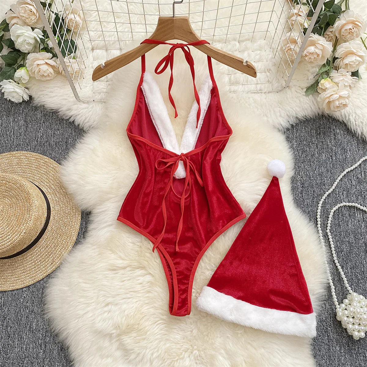 Crimson Lace Charm Bodysuit Set