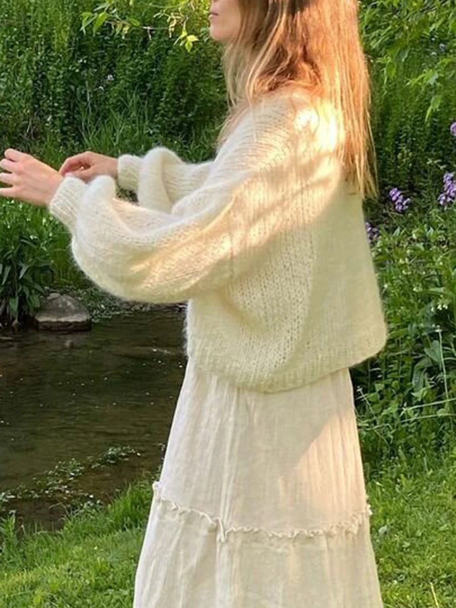 Faux Fur Trim Knit Cardigan