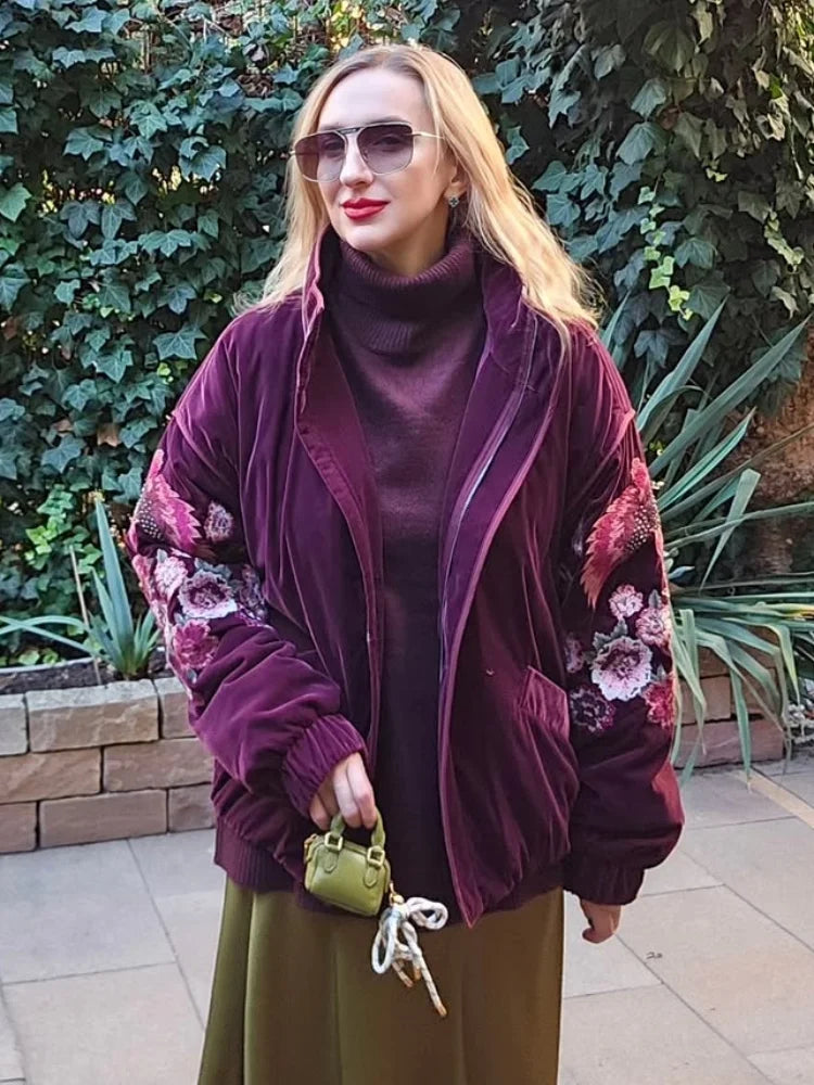 Crimson Charm Embroidered Jacket